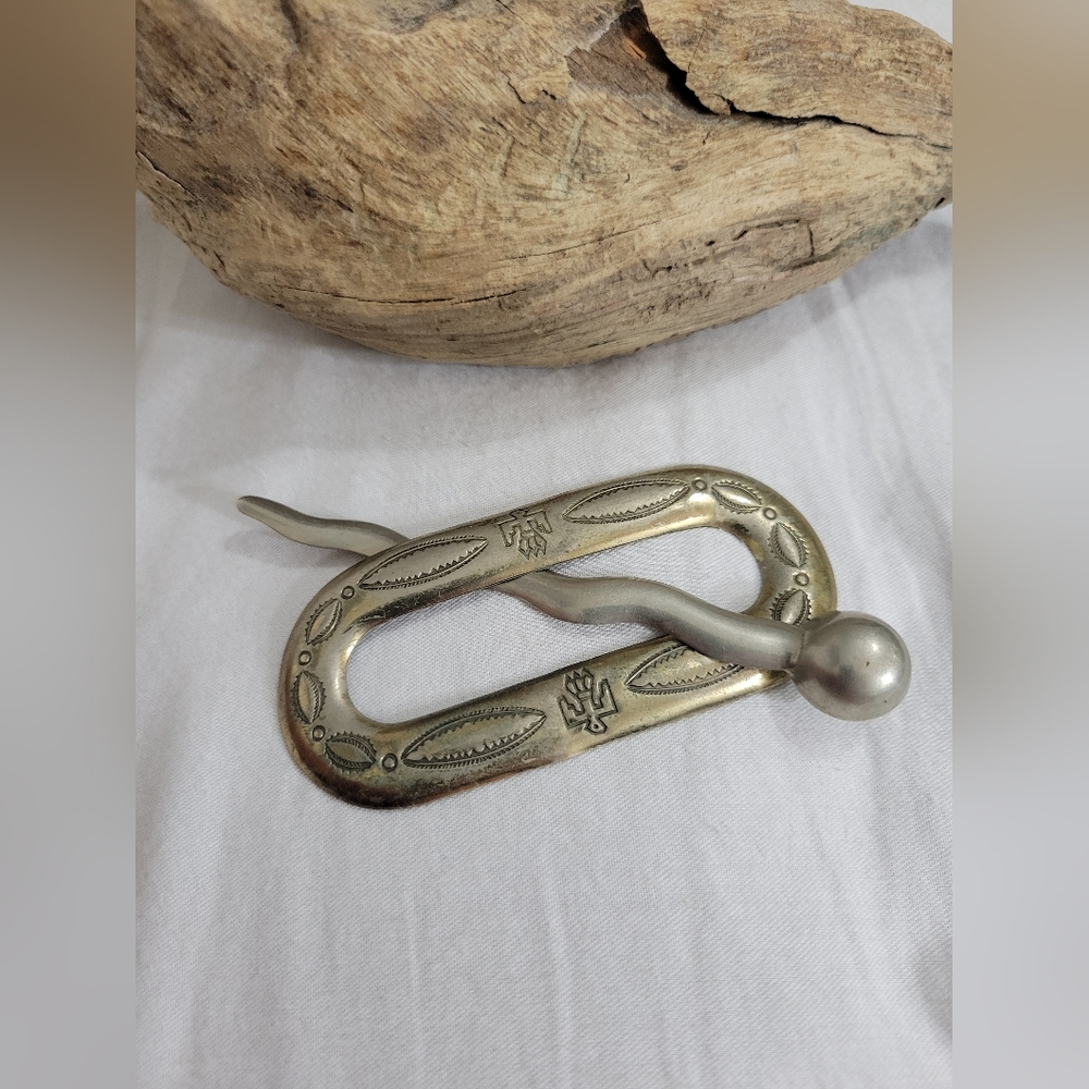 Vintage Bell Trading Post Hair Barrette Nickel Silver 3.5”x1.5”